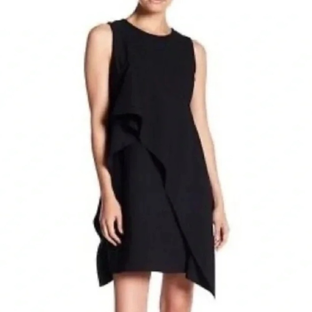 Eliza J Black Sleeveless Asymmetrical Ruffle Hem Cocktail Dress Size 2 XS